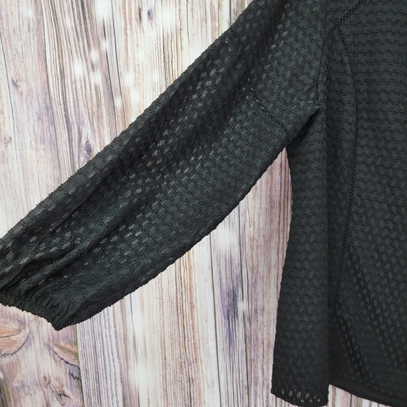 ISAAC Mizrahi Black Ladder Lace Dot Detail Blouse - Picture 6 of 14
